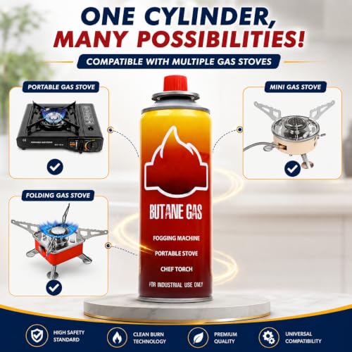 Image of Portable Gas Stove Camping Cooking Set, Small Gas Stove For Travelling Light Weight Gas Burner (1 Gas stove + 1 Gas Canister)