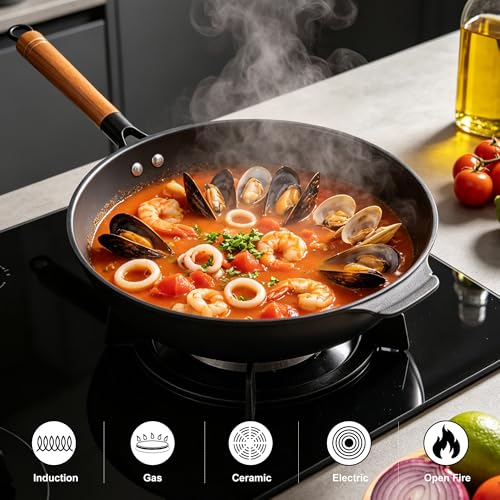 Wok de acero al carbono 11.8 pulgadas, antiadherente miniatura 5