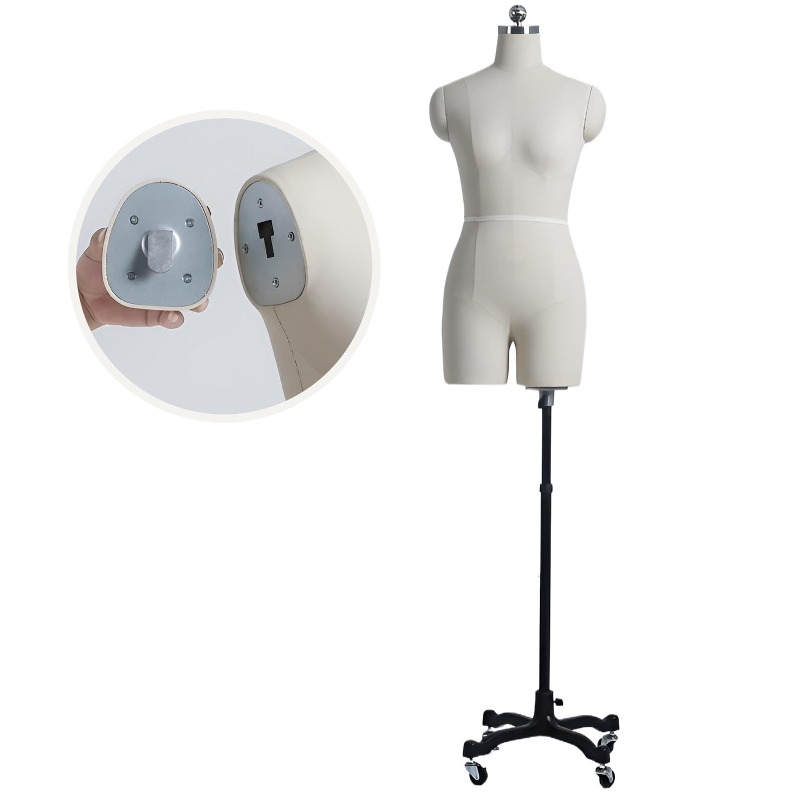 Maniquí ajustable de medio cuerpo de espuma suave con forma de vestido, alfileres insertables para confección de modelo femenino, maniquí de sastre,Withoutarms-XL-Model86