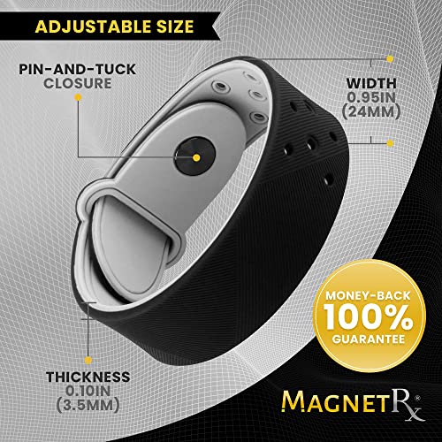 Magnetrx® Ultra Strength Sports Magnetic Bracelet - Waterproof Silicone Bracelet - Wide Magnetic Bracelet Men & Women (Black | Standard Size) #TOP4