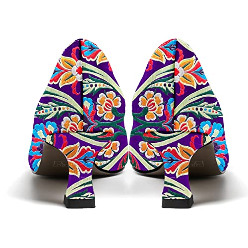 SHOWFOREST Women's Patent Dress Solid Pointed Toe Slip On Bridal Kitten Low Heel Pumps Shoes 2 Inch4