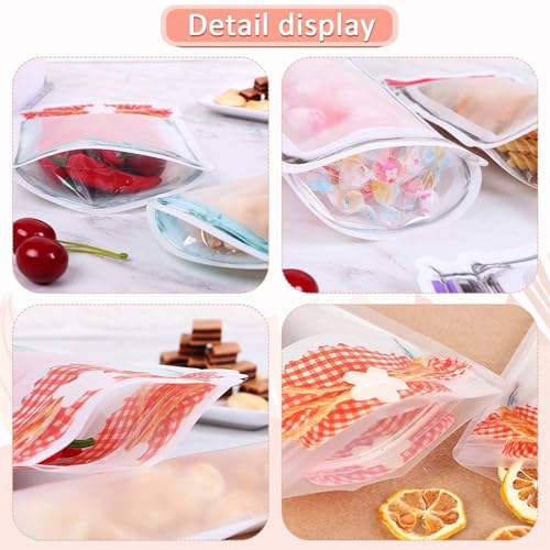 Image of Reusable Mason Jar Ziplock Bags - 12 PCS Airtight Food Storage Pouches in 3 Sizes | BPA-Free, Freezer Safe, Stand-Up Zip Lock Jar Pouches for Snacks, Dry Fruits, Vegetables, Travel Use | Food Storage Pouche