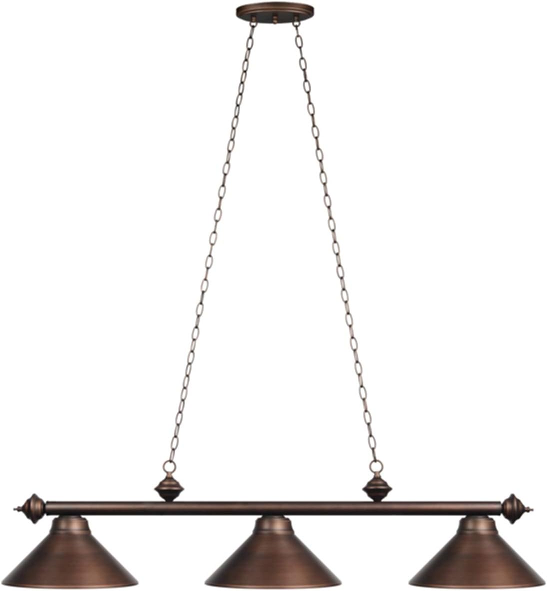 RAM Gameroom Products PR54 ORB 3-Light Billiard Light - 54W in., Oil Rubbed Bronze, 8 ft