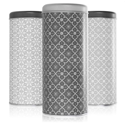 com-four® 3x Boîte à dosettes de café – Boîte métallique avec couvercle – Rangement pour café, thé ou biscuits au design vintage moderne (3 pièces - Set 4)