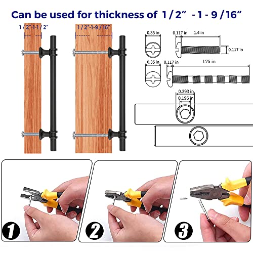 Image of Ravinte 5 Pack 8-13 /16 Inch Cabinet Pulls Kitchen Cupboard Handles with Round Base Matte Black Drawer Pulls Cabinet Handles 8-13 /16 inch Length,6-1 /4 inch Hole Center