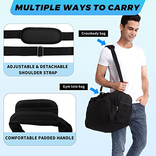 Vorspack Small Sports Duffle Bag - 40L/21 Inches Gym Bag For Women And Men Lightweight Duffel Bag With Water Bottle Pocket For Sports Gym Travel - Black #TOP5