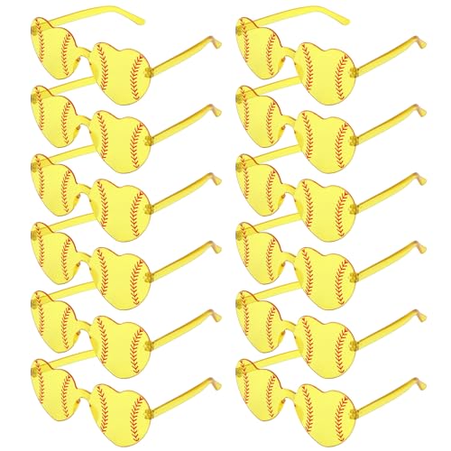 Tellegloww 12 Pcs Softball Glasses Softball Team Gifts Sport Party Favors Glasses Bulk Goody Bag Fillers for Beach Pool Birthday Party Gifts Game Day for Teens Team Players Coaches Athlete