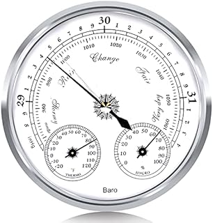Outdoor Barometer Thermometer Hygrometer - 5in Barometer Weather Station , Barometer for Home Wall, Fishing Boat, Baby Room, Office