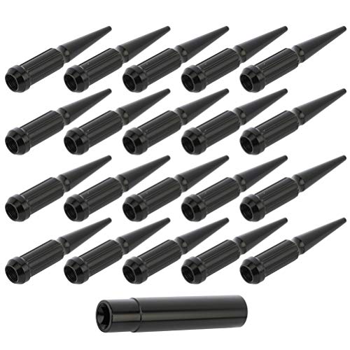 Image of SCITOO 20PCS+1Keys Black Wheel Lug Nuts Spline Closed End Socket Thread 14x1.5 Lug nut for Cadillac for Chevrolet for Ford for GMC for Jeep for Lincoln for Ram for Toyota