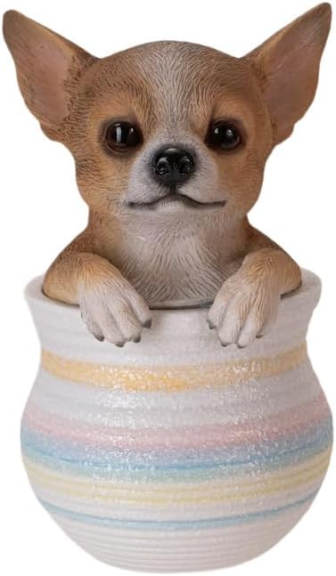 Pacific Giftware Chihuahua Dog Figurine Statue Cute Home Decor Dog Gift for Chihuahua Lovers and Animal Collectors Garden Statue Decoration 11 Inches Long (Chihuahua Pot)