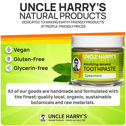 Uncle Harry's Spearmint Remineralizing Toothpaste | Natural Whitening Toothpaste Freshens Breath & Promotes Enamel | Vegan Fluoride Free Toothpaste (2 Pack) #TOP7