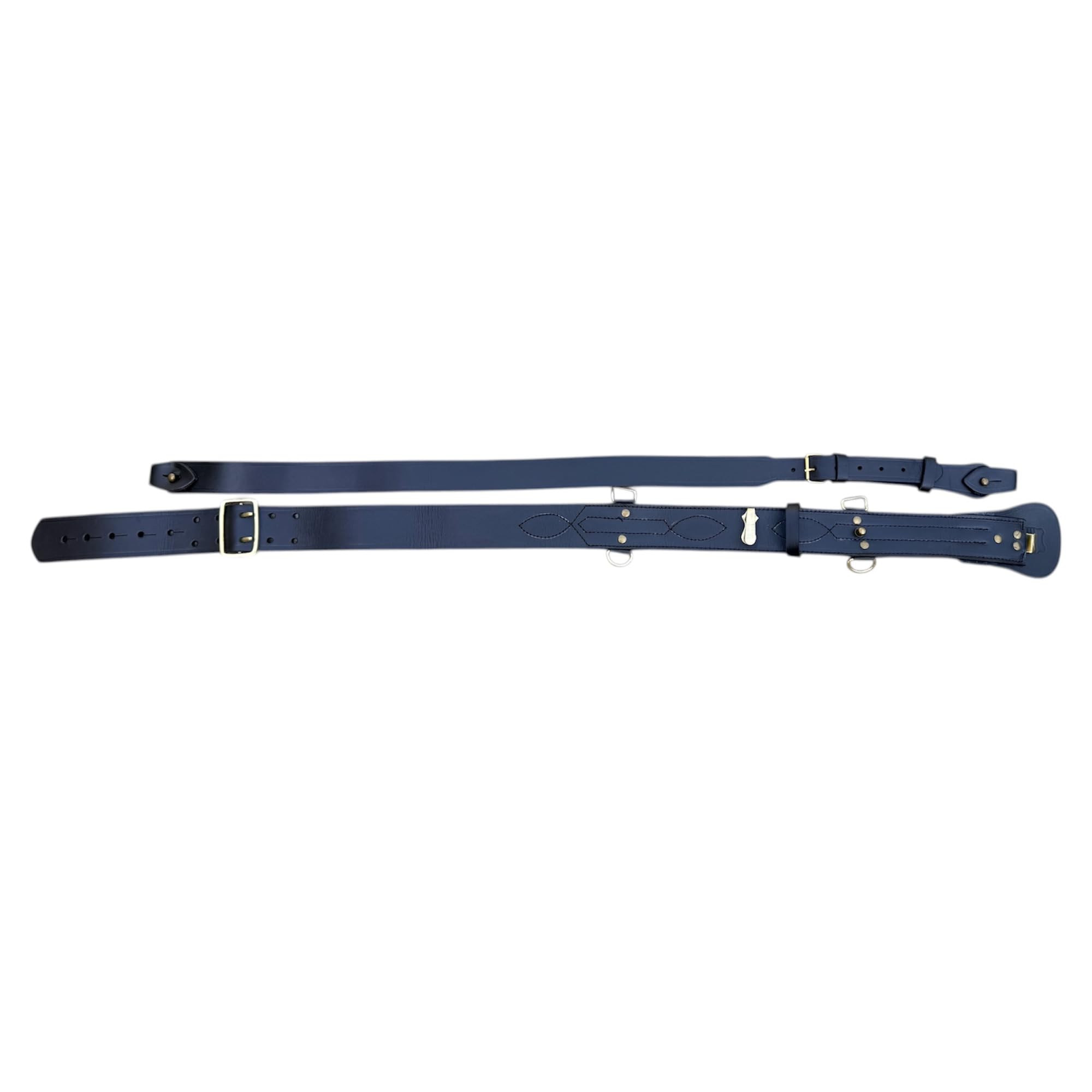 Sam Browne - Cinturón con correa para el hombro, cinturón de cuero genuino estilo policía y militar, cinturón ajustable de cuero negro con hebillas de latón macizo para uniformes, ceremonias y