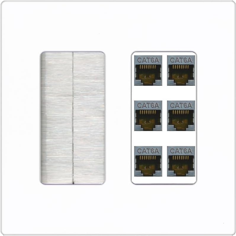 RiteAV - 6 Port Cat6A Ethernet Wall Plate - Brush [Red/White]
