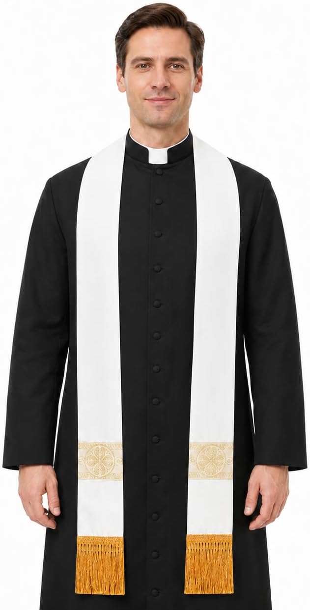 FAD-4U Catholic Clergy Stole with Embroidery for Priest and Pastor