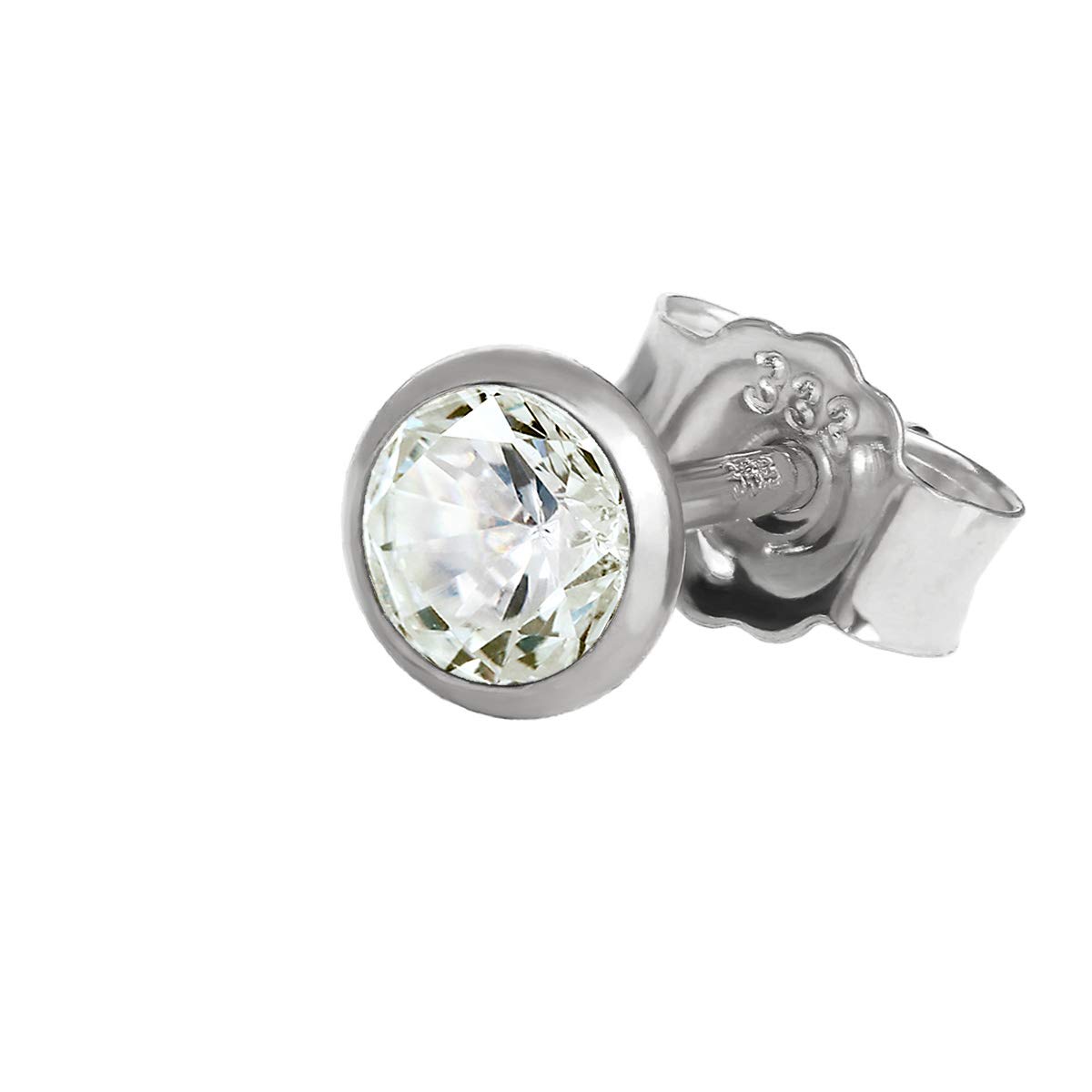 NKlausPendientes individuales de oro blanco 333 de 8 quilates de oro para hombre, circonita blanca y blanca, pendientes de hombre