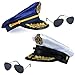 Tigerdoe one blue sailor captain hat and one white yacht hat, 2 tinted dark aviator sunglasses.