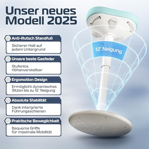 CLOUVOU Nexus Bürohocker Ergonomisch für aktives Sitzen | Höhenverstellbar – Ansicht 3