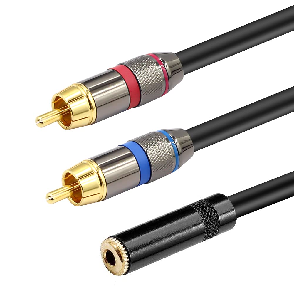 YABEDA 3.5mm Female to Dual RCA Male Stereo Y Splitter Cable, 3.5mm to 2 RCA - 3 Feet / 1 Meter Audio Breakout Adapter