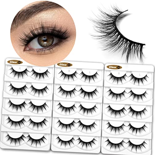 Eliace False Eyelashes Wispy Faux Mink Eyelashes, 3D Volume & Wispiness Lash Extension 14Mm Very Light & Comfortable Fake Eyelashes Reusable Eyelashes For Women 15 Pairs | Alice Style #TOP7