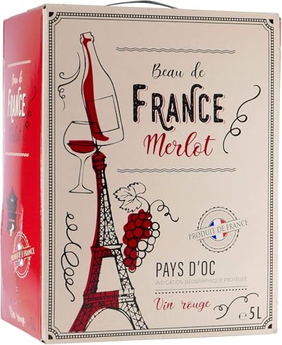 Beau de France - Merlot samtiger und fruchtiger Rotwein Bag-in-Box 5L (1 x 5L)