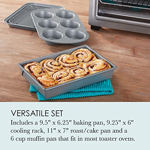 Chicago Metallic Non-Stick Toaster Oven Bakeware Set, 4-Piece, Carbon Steel #TOP4