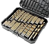 BeHappy 230 Pcs Drill Bit Set, 135° Tip Titanium Coated High Speed Steel, Twist Drill Bit Kit for Iron, Aluminum Alloy, Copper, Wood, Plastic, with Hard Storage(/16“-1/2”