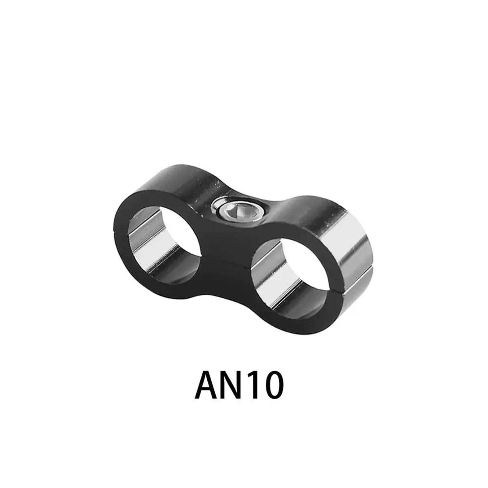 Morsetti per tubi flessibili per tubi del carburante, separatori universali AN4/AN6/AN8/AN10, in lega di alluminio, connettori per olio, morsetti a doppio foro (nero-AN10)