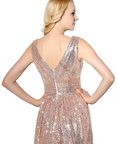 Belle House Rose Gold Sequins V Neck Prom Dress Long Evening Gown Sd349 #TOP5