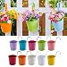 ISWEES 10 Pieces Metal Iron Hanging Flower Pot, Balcony Garden Plant Planter, Home Decor - 10 Assorted Colors