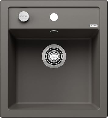 BLANCO Dalago 45 Granite Sink Made of Silgranit Volcano Grey Installation Type Installation from Top for 45 cm-Wide Base Cabinets Large Basin Volume for Optimal Use Easy-to-Clean Surface