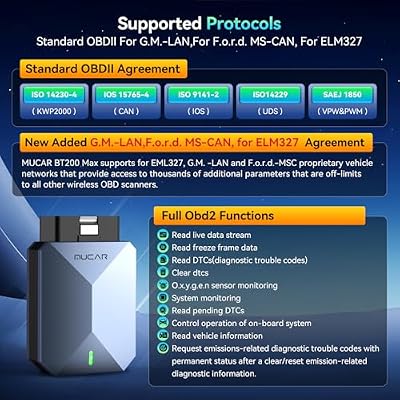 MUCAR AI-Assisted OBD2 Scanner Bluetooth Lifetime Update, BT200 MAX Compatible with ELM327, All System OBD2 Diagnostic Tool with 15 Resets for iOS & Android, CANFD Protocol, Autoauth for FCA SGW