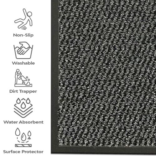 Large Carpet Mat Waterproof Non Slip Strong PVC Backing Floor Mat - Grey, 120 x 150 cm - High Traffic Area Rug Dirt Trapper Muddy Paws Rug - Image 5