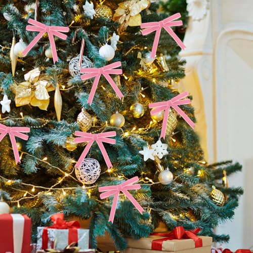 Image of Tsorode 25 Yards Pink Velvet Ribbon,3 /8 Inch Christmas Tree Ribbon