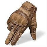 [page_title]-AMZIJ GlovesTouchscreen Pu Leder Motorrad Hard Knuckle Vollfingerhandschuhe Schutzausrüstung Racing Biker Reiten Motorrad S Braun