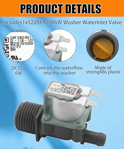 Image of 5220FR2006W Washer Water Inlet Valve Fits For LG F3K7CYK2S ASTESEU F3K7CYK2W ABWESEU F3L2CNV4W ABWEVUS