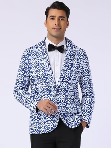 Lars Amadeus Paisley Blazer for Men's Retro Flower Printed Notch Lapel Floral Sports Coat2