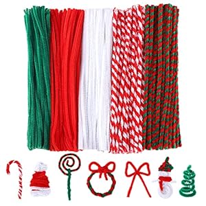 500 Pièces Cure-pipes de Noël Tiges de Chenille pour Noël Couture Bricolage Artisanat 5 Couleurs Cure-pipes pour Mariage Maison Fête de Noël Décoration de Vacances