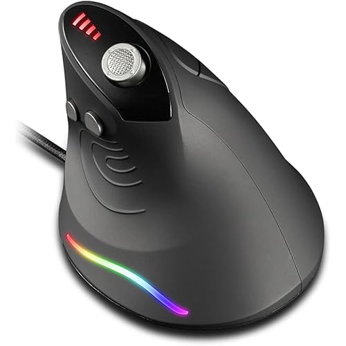 Ergonomic Gaming Mouse, Computer Vertical Gaming Mouse with Hand Pad, Customizable Buttons, Adjustable Precision 10000Max DPI, Multi-Function Joystick Design,Wired