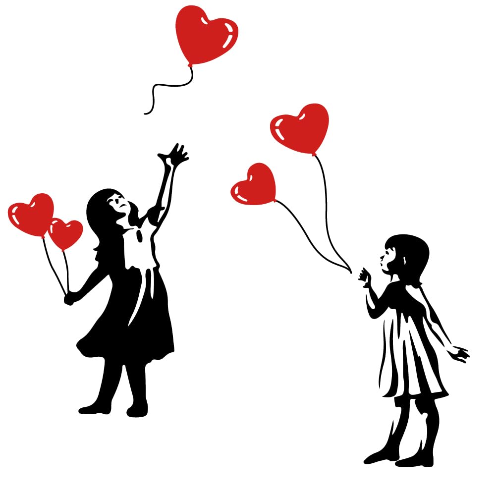Autocollants muraux Banksy fille au ballon en vinyle Saint-Valentin
