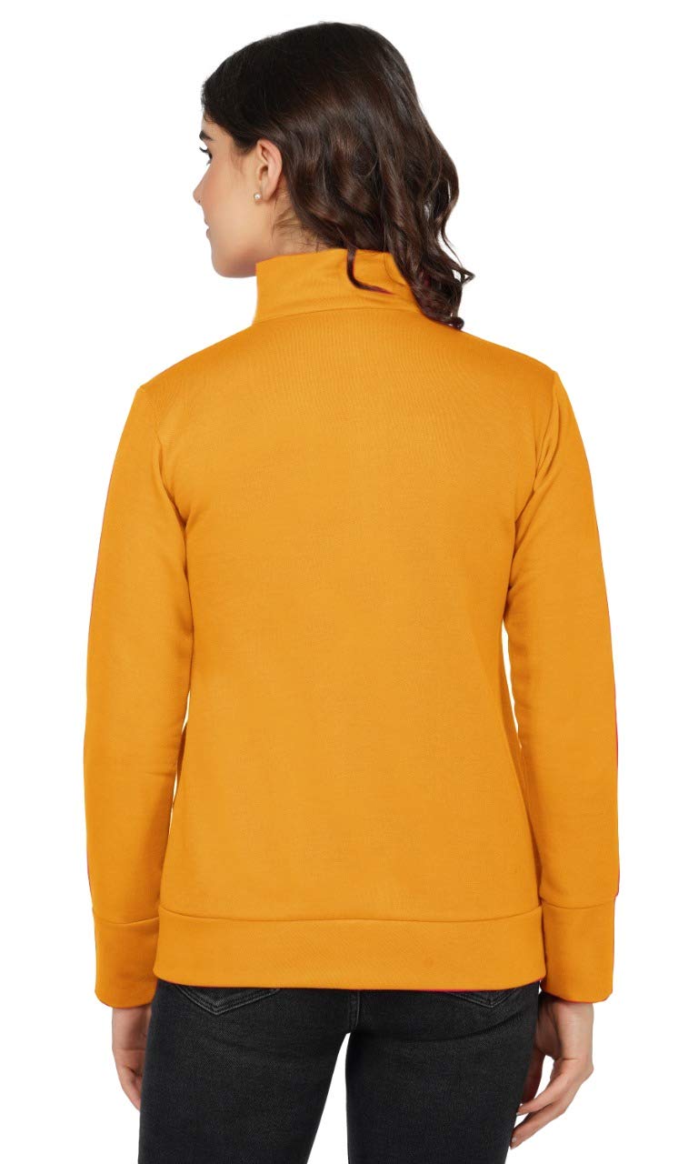 PALOMI Soft Shell Slim Fit Fleece Zipper Jacket with Sheered Thumb Cut and Stand Collar with Pockets for Girls and Women (Yellow Mustard, XXL) 2