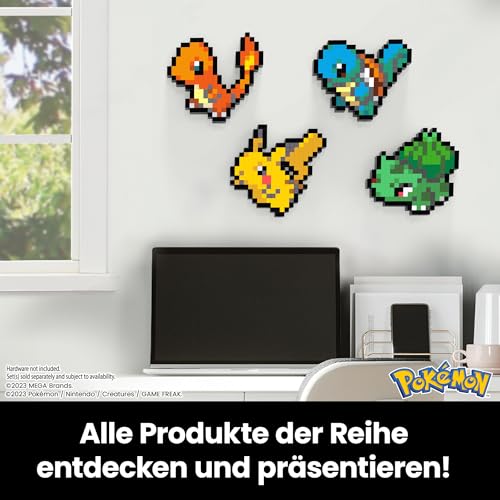MEGA Pokémon Pikachu - zusammenbaubare Pixel Art Figur mit Retro-Look, inklusive Basis zur Wandmontage, für Erwachsene Baumeister und Sammler, HTH74