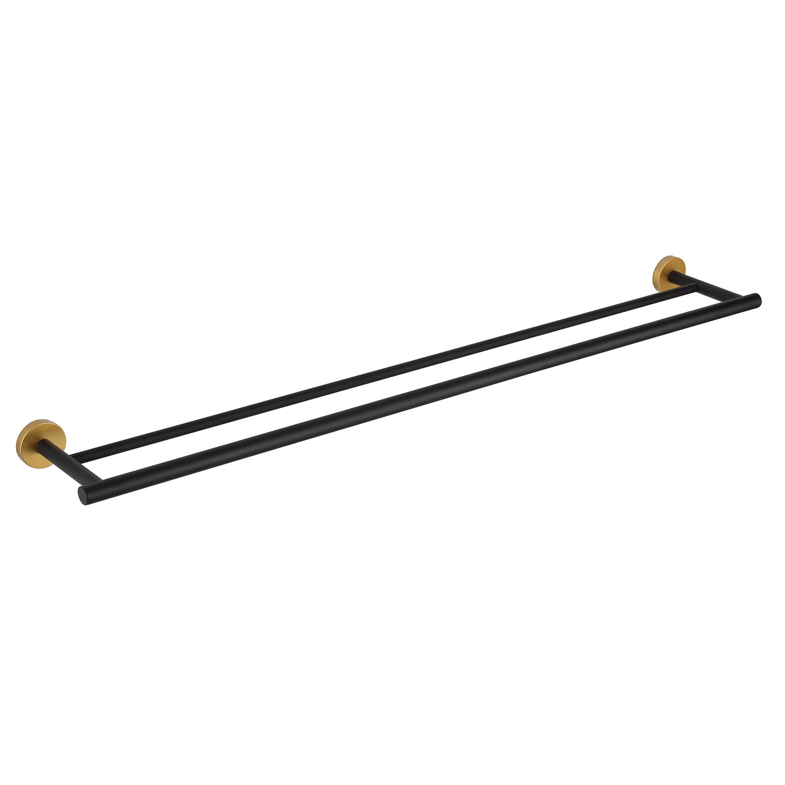 Barre porte-serviettes double acier inoxydable mural de 91cm noir et or pour salle de bain