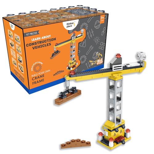 Image of STEM Construction Vehicle Building Blocks Set (97 Pcs) | DIY Crane Frame Toy for Kids 7+ Years (Boys & Girls) | Educational Engineering Toy | Creativity & Problem Solving