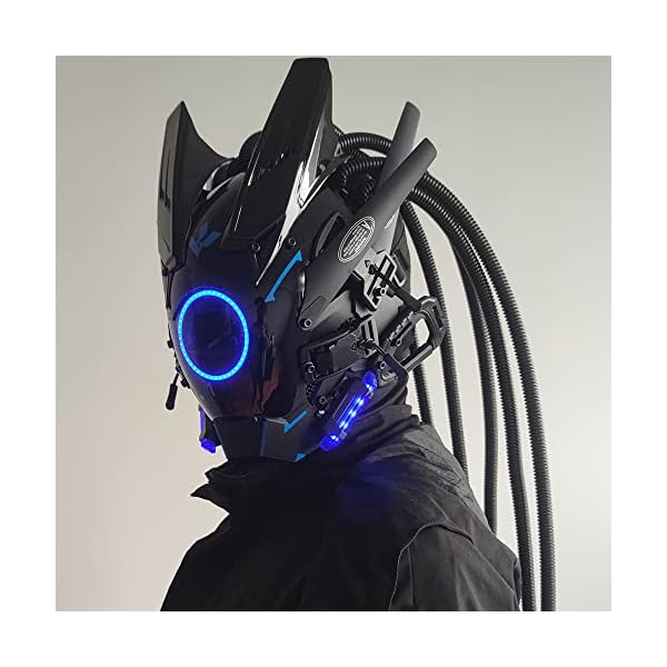 Kyeday punk mask cosplay for men, round light with braids mask cosplay halloween fit party music festival accessories - image 3