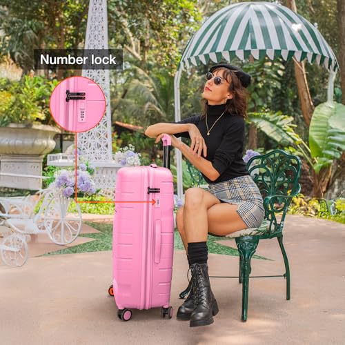 Image of Nasher Miles Paris Hard-Sided Polypropylene Check-in Luggage 28 inch | 75cm | 8 Wheels Large Trolley Bag for Travel | Suitcase (Pink)