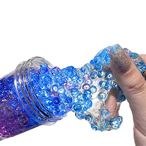 2019 Newest Ice Crystal Slime Mud with Fishbowl Beads, E-Scenery 120ml Jumbo Fluffy Floam Slime Stress Relief Toy Scented Sludge Toy for Kids and Adults, Super Soft and Non-Sticky