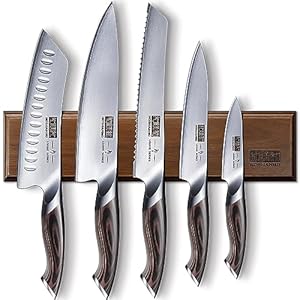 Knife Set with Magnetic Knife Holder, 6 Pieces Japanese High Carbon Stainless Steel Kitchen Knife Sets, Ultra Sharp Professional Chef Knives Sets