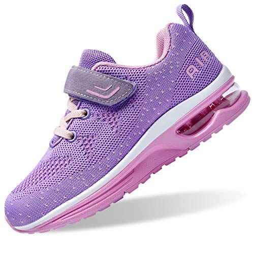 PERSOUL Air Shoes for Boys Girls Kids Children Tennis Sports Athletic Gym Running Sneakers Violet Size 7 Child