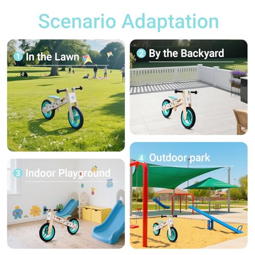 Image of Wooden Toddler Balance Bike, Kids Balance Bike for 3 Year Old with Adjustable Seat, No Pedal Toddler Bicycle for Kids 3-5 for Boys and Girls Birthday Gifts Toys