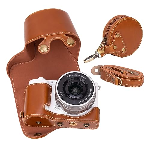 MUZIRI KINOKOO ZVE10 Case, PU Leather Protective Case Comaptible for Sony ZV-E10 ZVE10 with 16-50mm Lens Camera